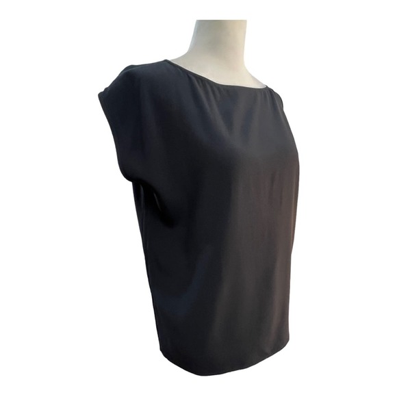 HELMUT LANG deep navy one off shoulder cap sleeve blouse SZ XS - Picture 3 of 9